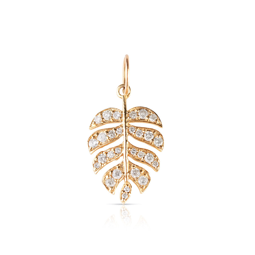 14K GOLD AND DIAMOND  MONSTERA LEAF CHARM