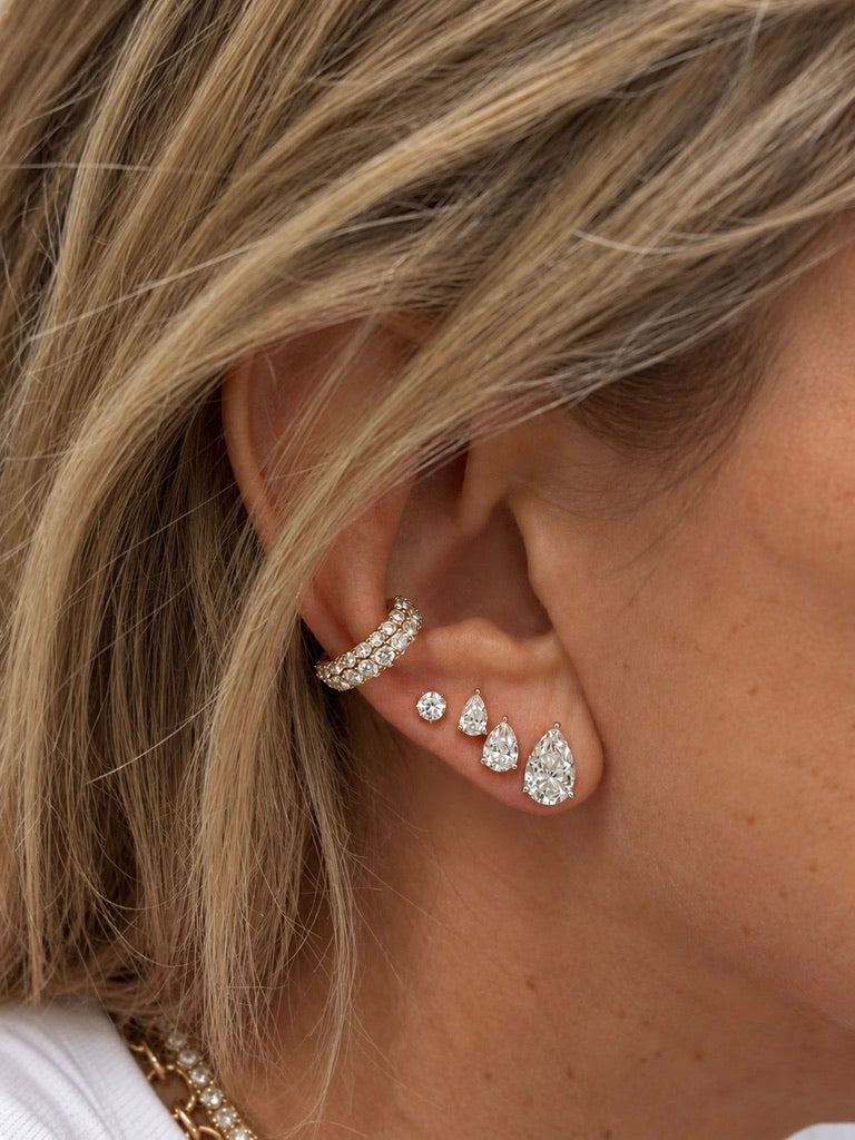 DOUBLE PEAR SHAPED DIAMOND STUD EARRINGS