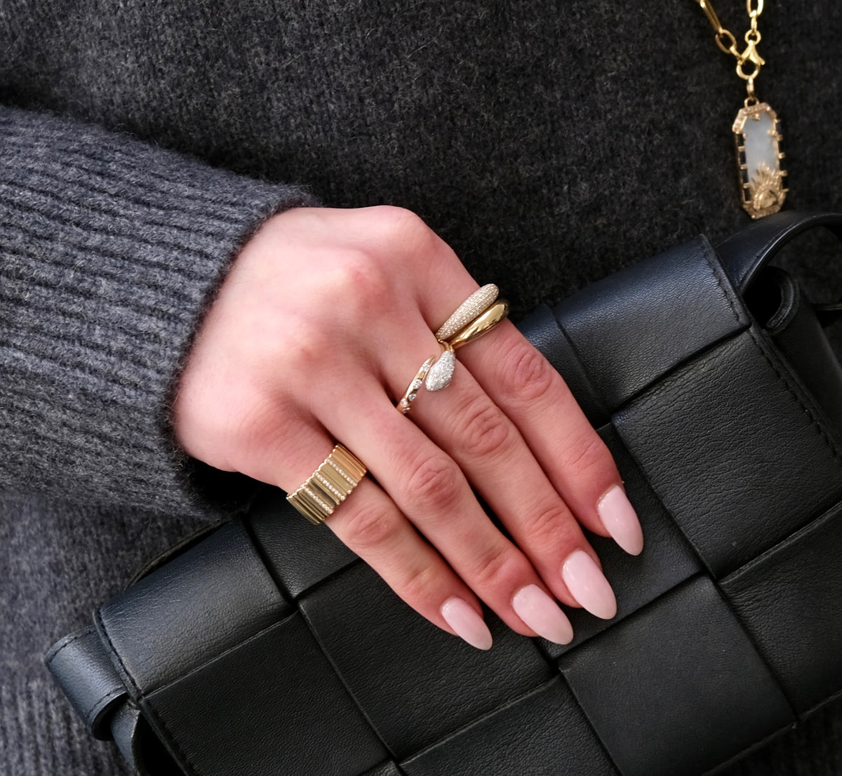 14K Gold with Diamond Dome Ring