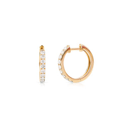 14K GOLD AND DIAMOND CAMERON HOOP EARRINGS