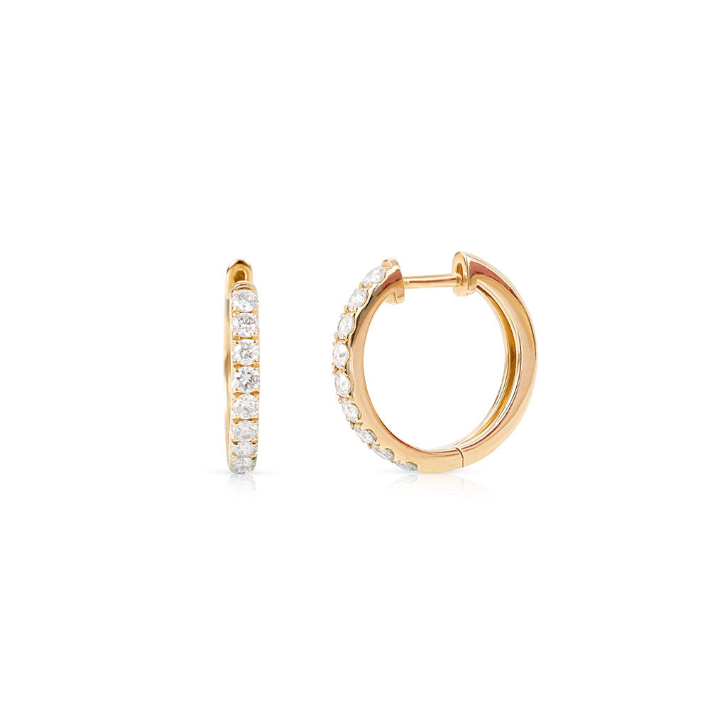14K GOLD AND DIAMOND CAMERON HOOP EARRINGS