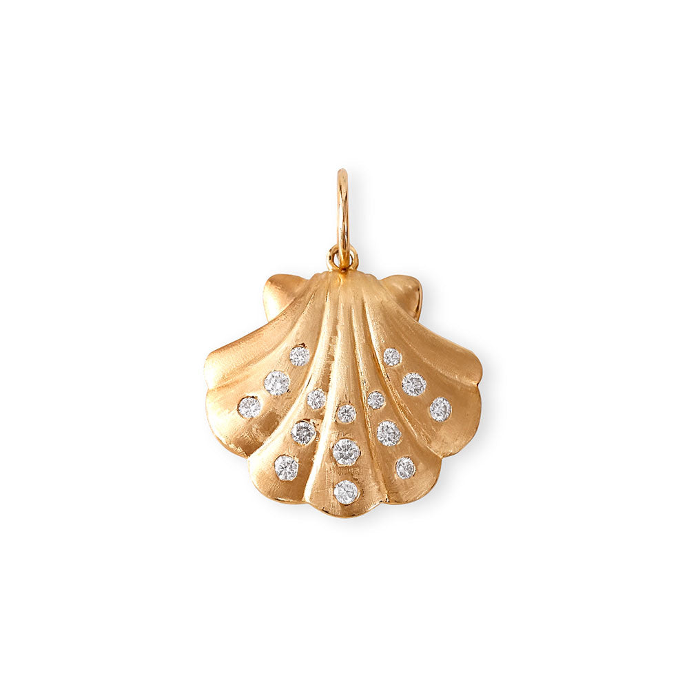 14K GOLD  AND DIAMOND SCALLOP SHELL CHARM