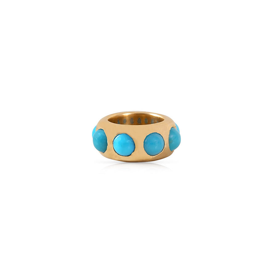 14K GOLD AND TURQUOISE ETERNITY RONDELLE