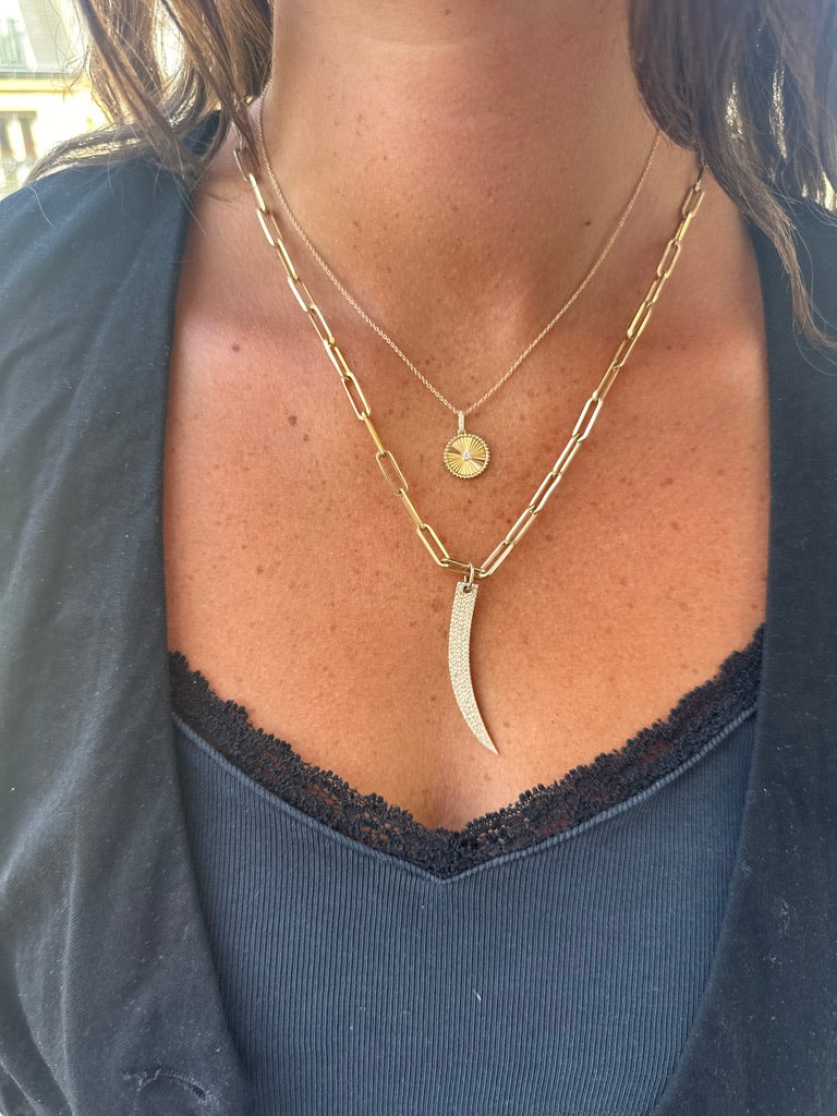 14K GOLD DIAMOND FLUTED NECKLACE
