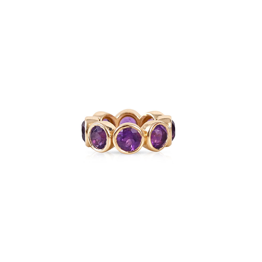 14K Gold Bezel Set Amythest Eternity Rondelle