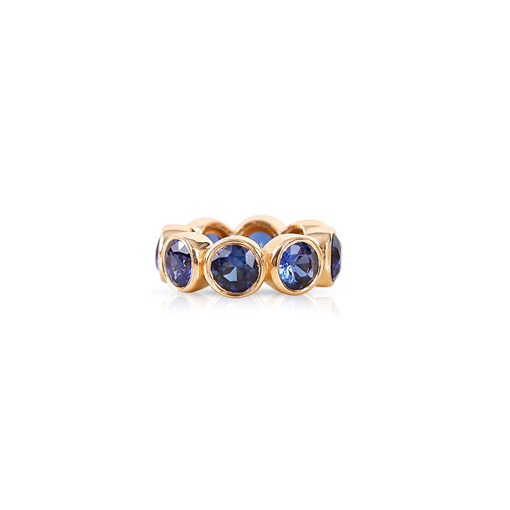 14K Gold Bezel Set Blue Sapphire Rondelle