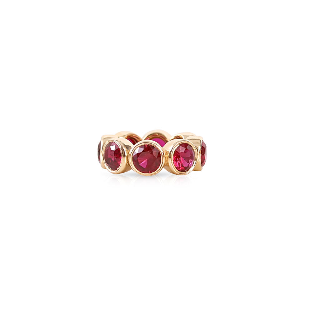 14K Gold Bezel Set Garnet Eternity Rondelle