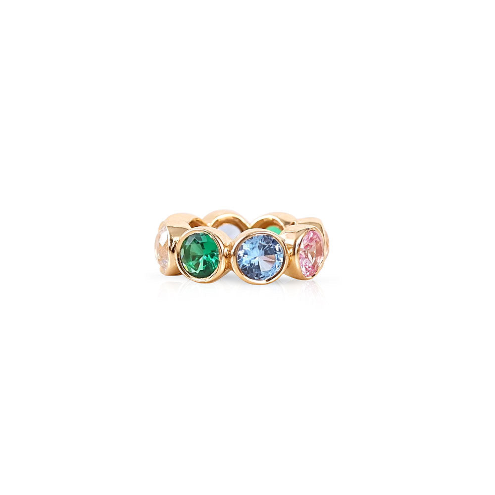 14K Gold Bezel Set Multi-Stone Rondelle