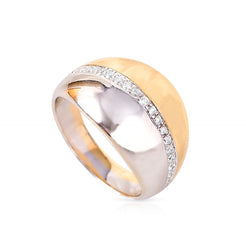 14K Gold Bold Two-Tone Diamond Ring