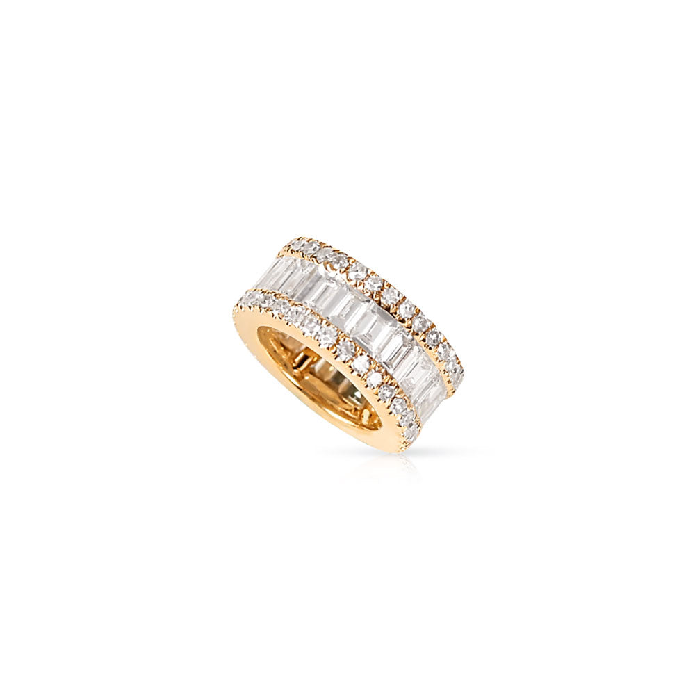 14K Gold Diamond Baguette Eternity Rondelle with Border