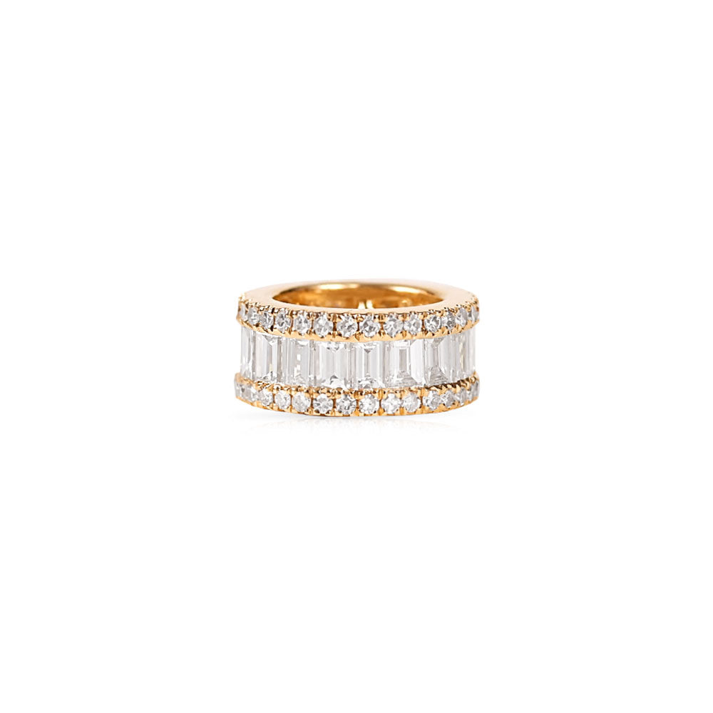 14K Gold Diamond Baguette Eternity Rondelle with Diamond Border