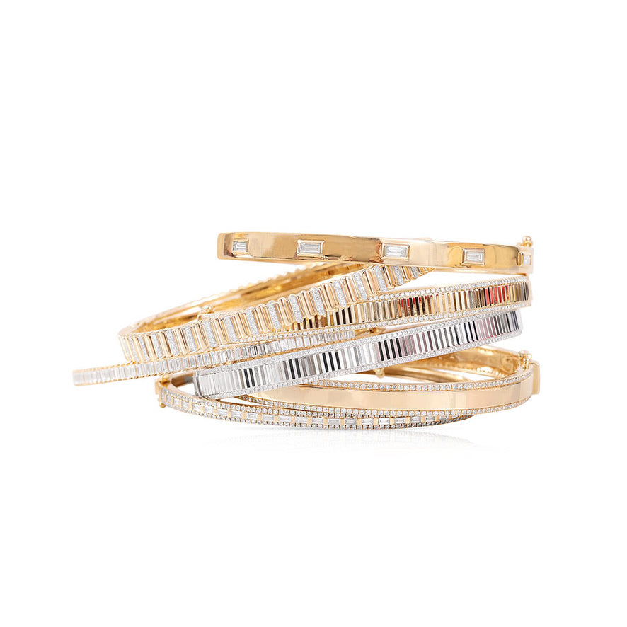 14K Gold Diamond Bangle Stack