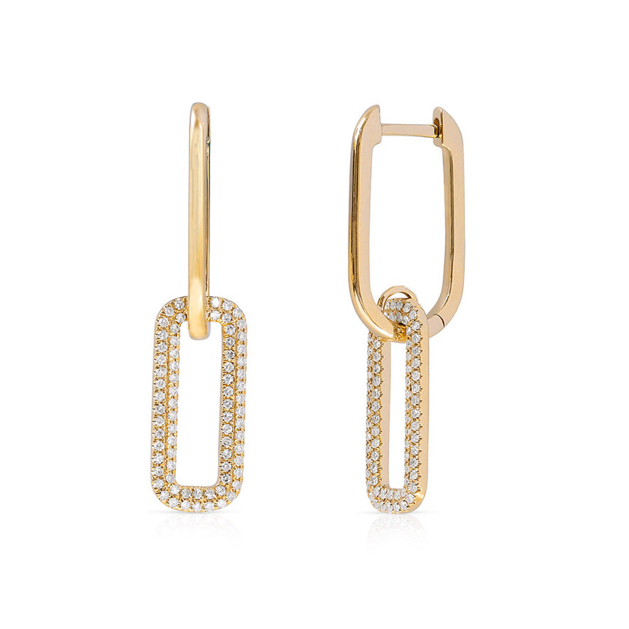 14K Gold Diamond Link Earrings