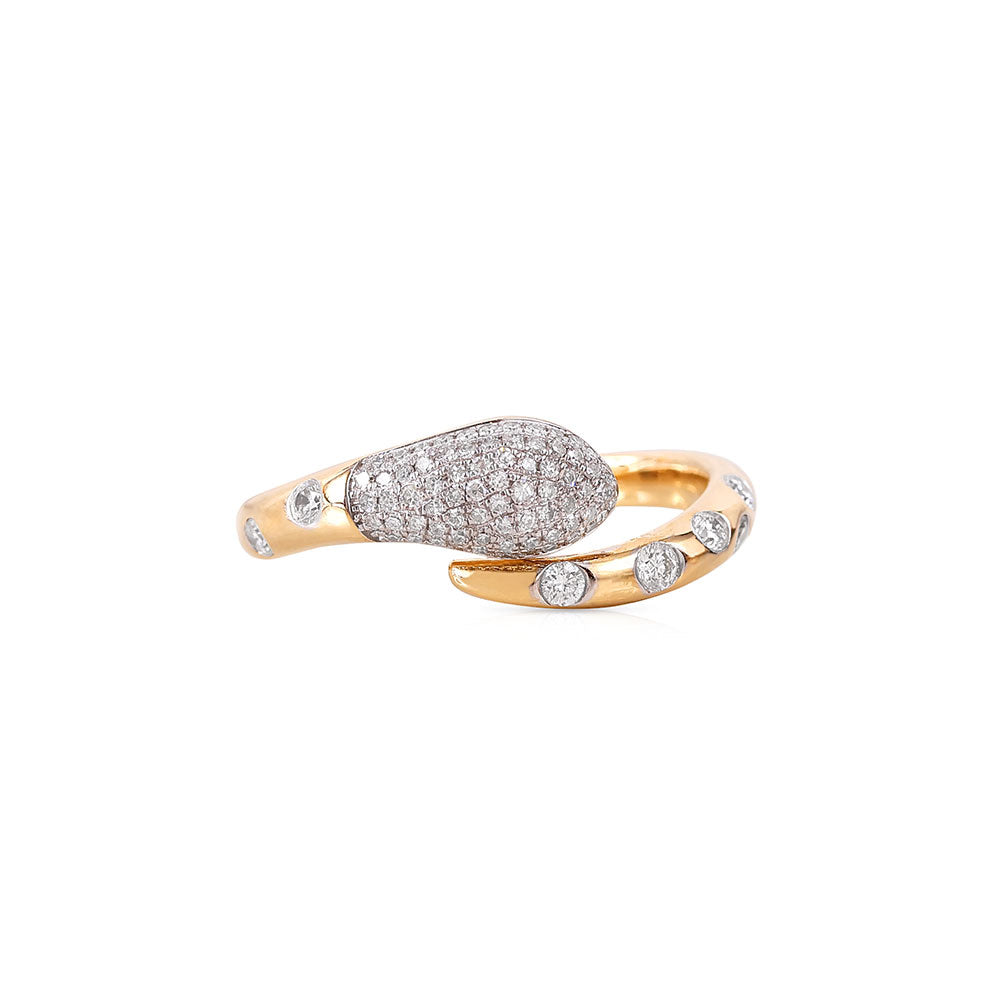 14K Gold Diamond Encrusted Snake Ring