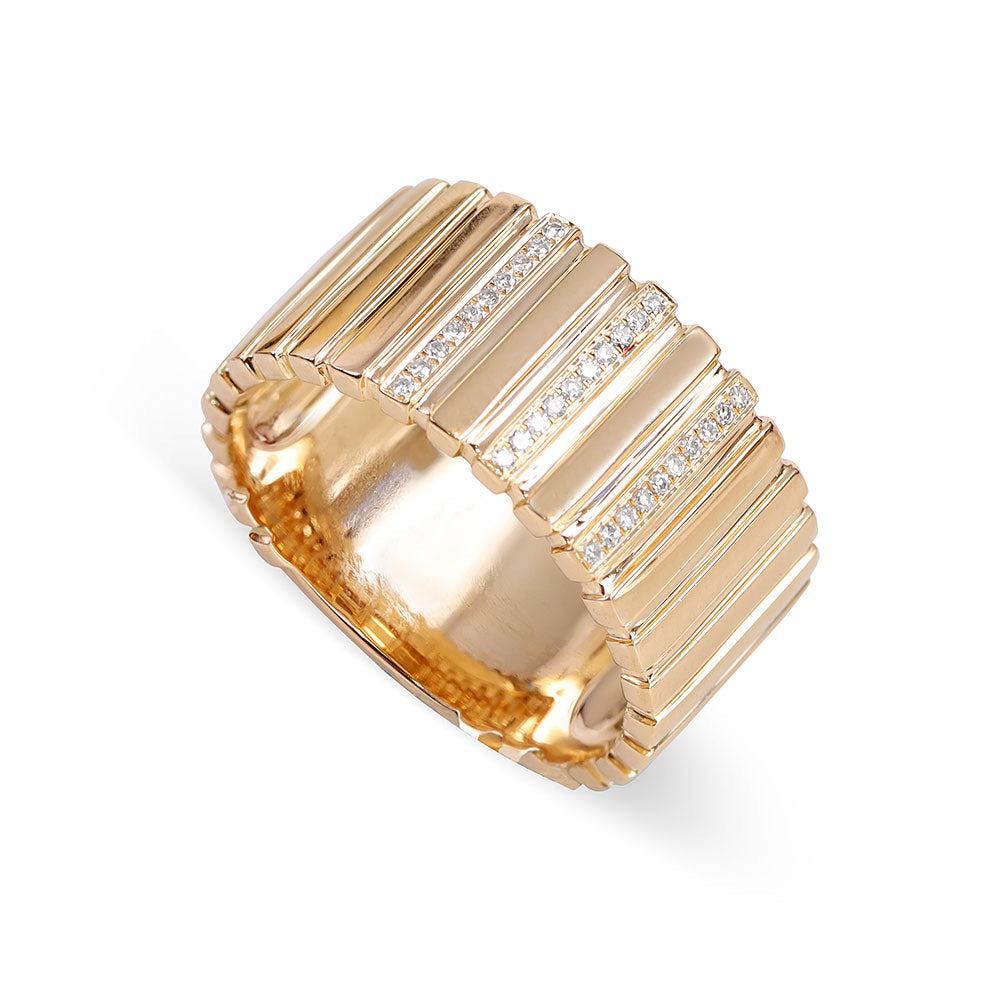 14K Gold Diamond Samantha Large Fluted Ring
