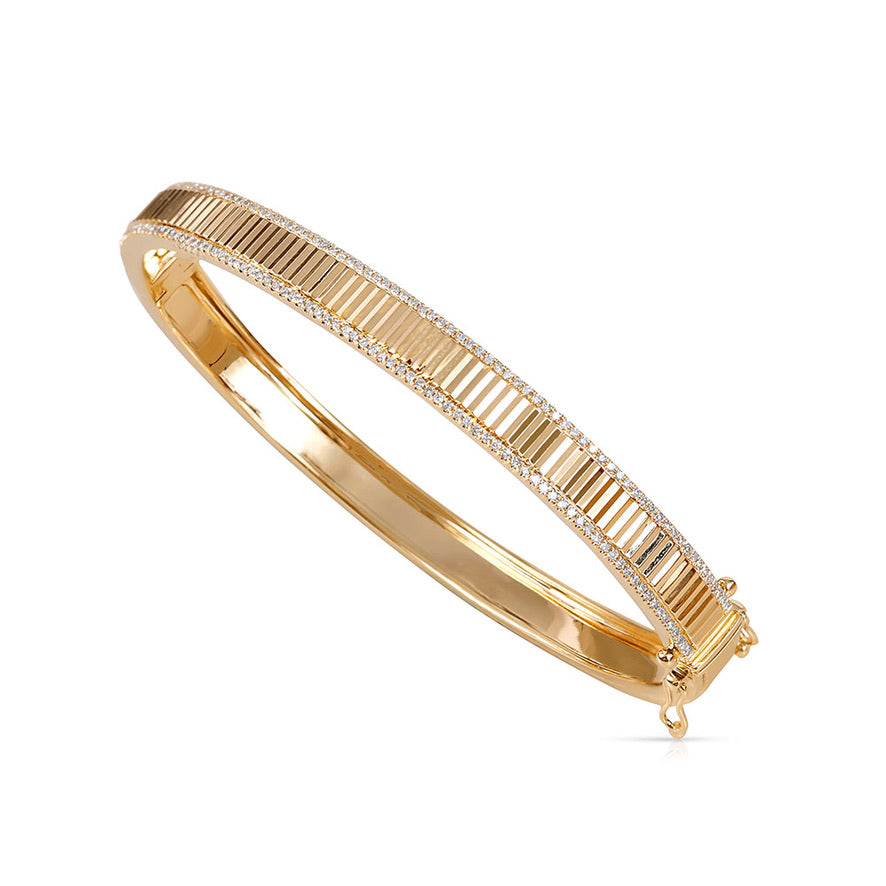 14K Gold Fluted Diamond Ryan Bangle