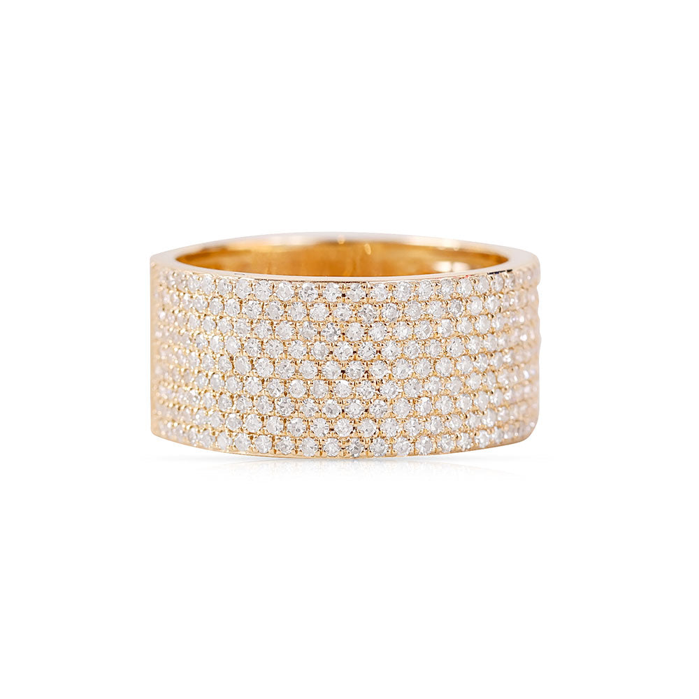 14K Gold Half Diamond Cigar Band Ring