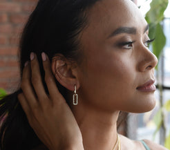 14K Gold Diamond Drop Link Earrings
