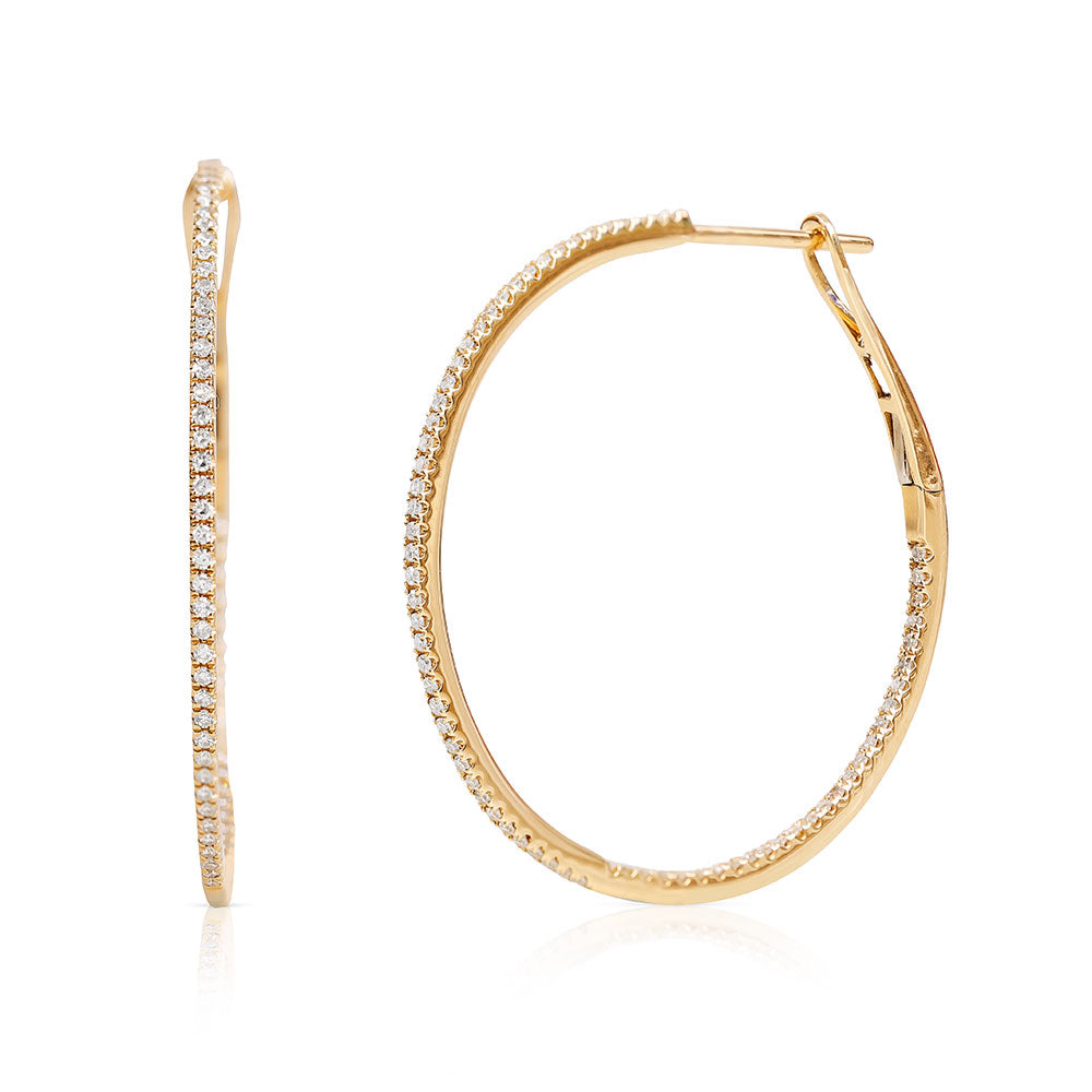 14K Gold and Diamond Amy Hoop Earrings