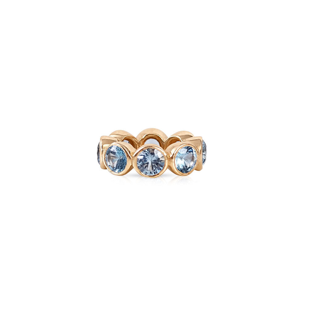 14K Solid Gold Bezel Set Pale Blue Topaz Eternity Rondelle