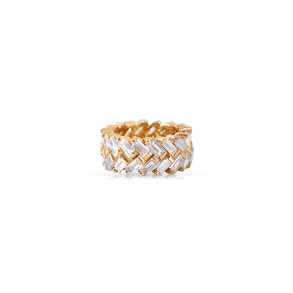 14K Solid Gold Diamond Eternity Chevron Rondelle