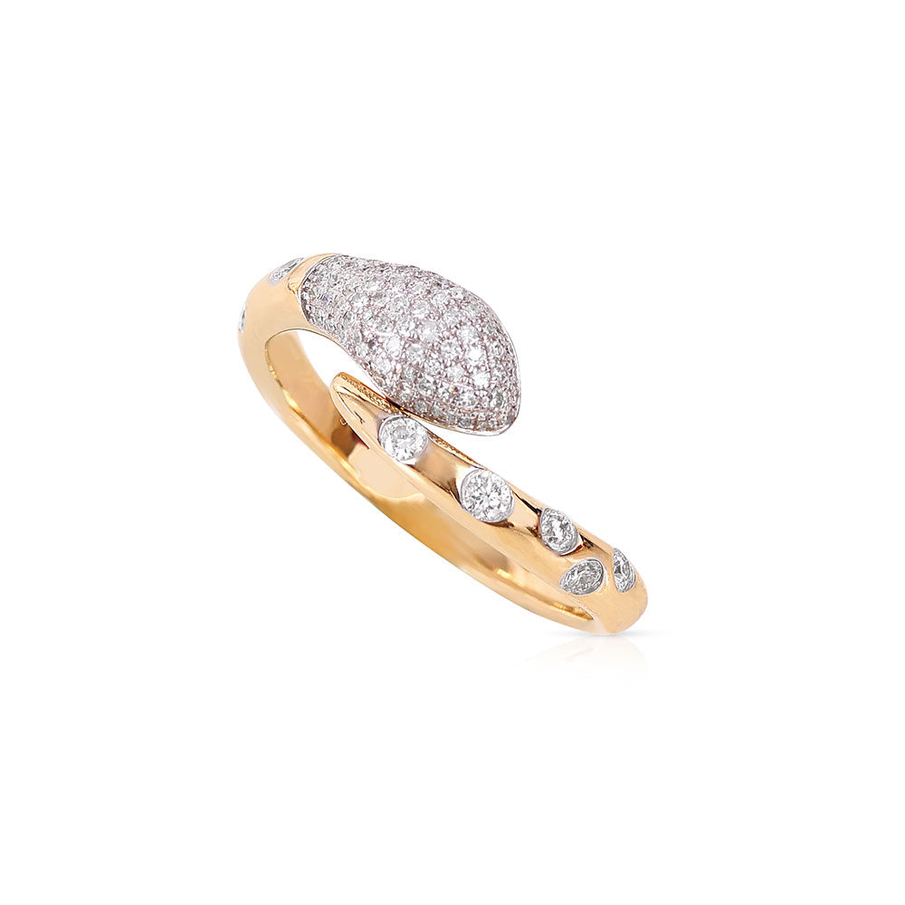 14K Yellow Gold Diamond Encrusted Snake Ring