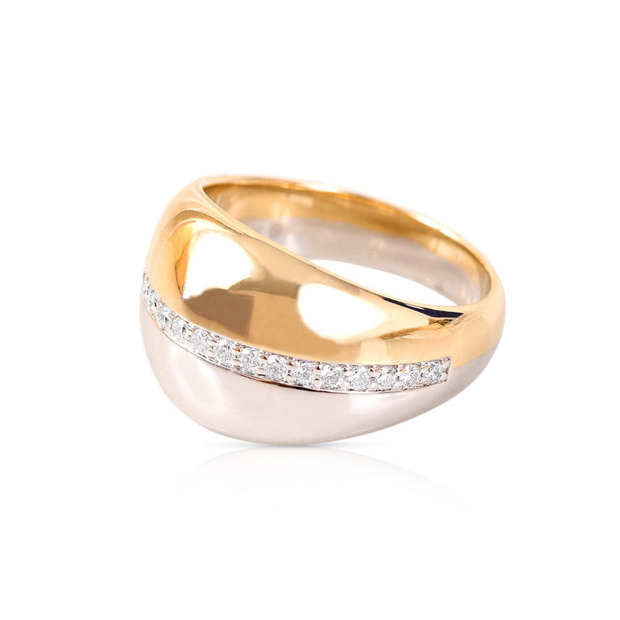 14K Yellow & White Gold Bold Two-Tone Diamond Ring