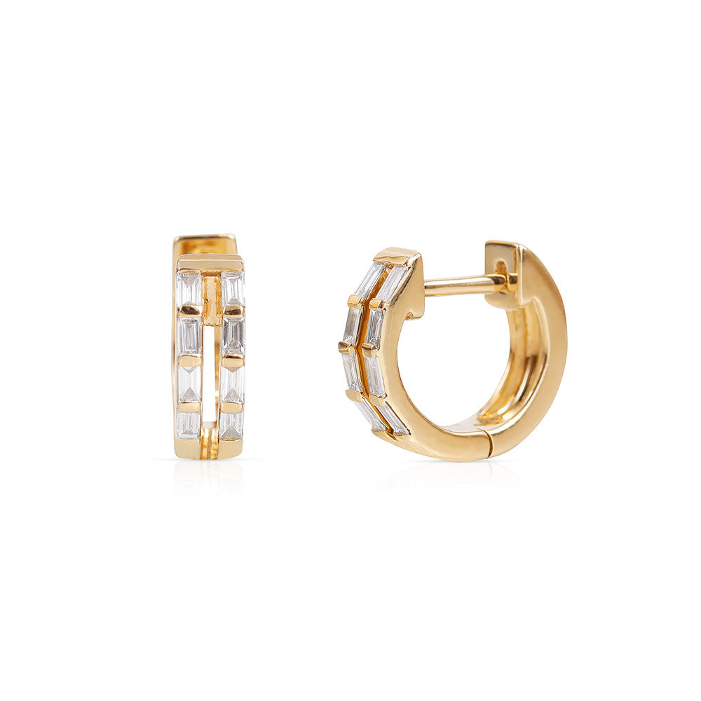 ELLE DOUBLE BAGUETTE DIAMOND HUGGIES