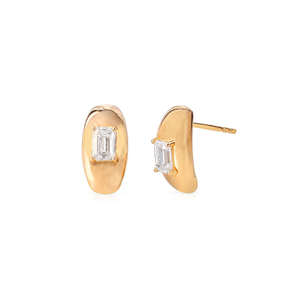 EMERALD CUT DIAMOND SCULPTURAL EARRINGS