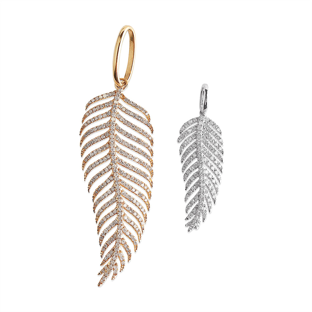 14K GOLD AND DIAMOND EXTRA-LARGE PALM LEAF