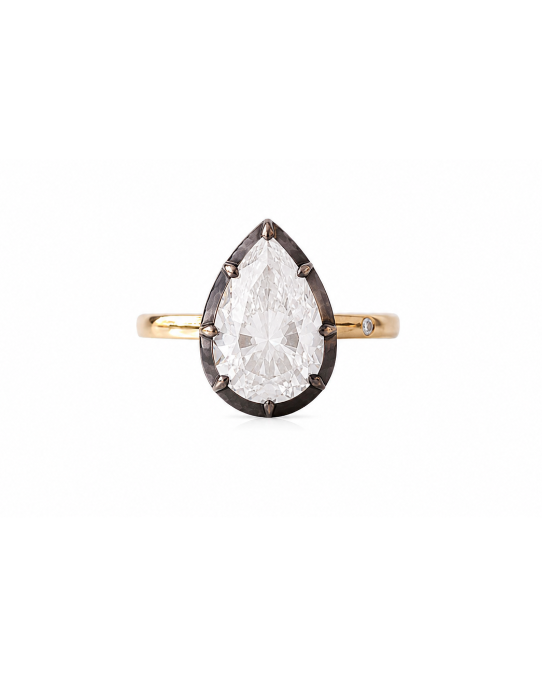 PEAR SHAPED RHODIUM POWER PINKY RING™