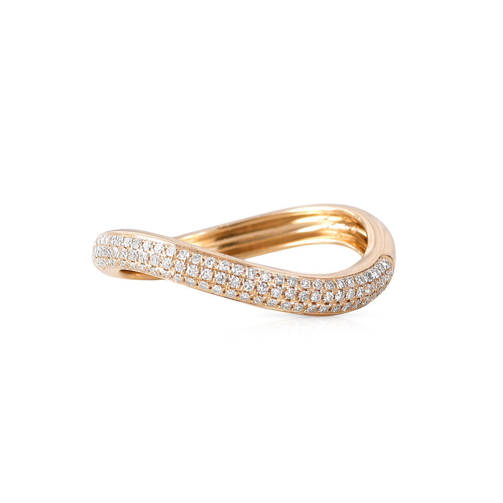 14K GOLD AND DIAMOND MEDIUM WAVE RING