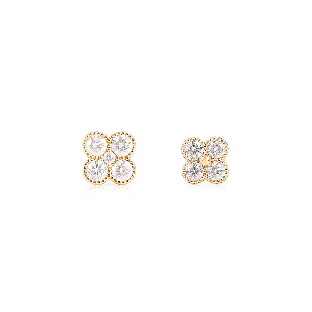 14K GOLD AND DIAMOND CLOVER STUDS