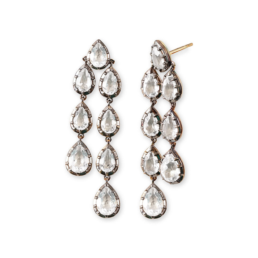 GEORGIAN STYLE TOPAZ AND RHODIUM DROP EARRINGS