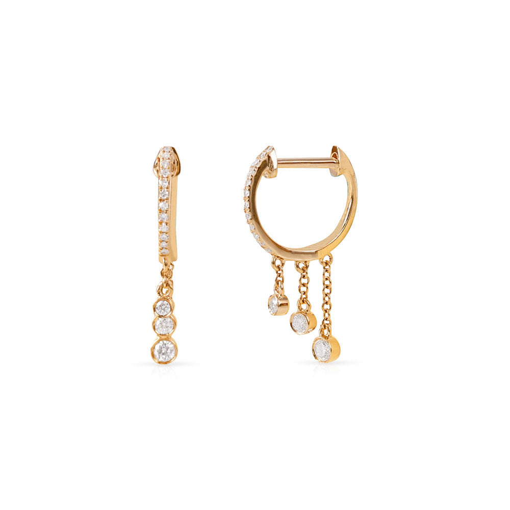 14K GOLD AND DIAMOND ANNIE HUGGIE EARRINGS