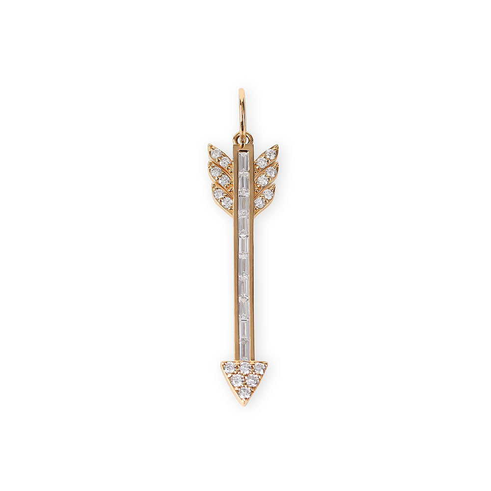14K GOLD BAGUETTE DIAMOND ARROW CHARM