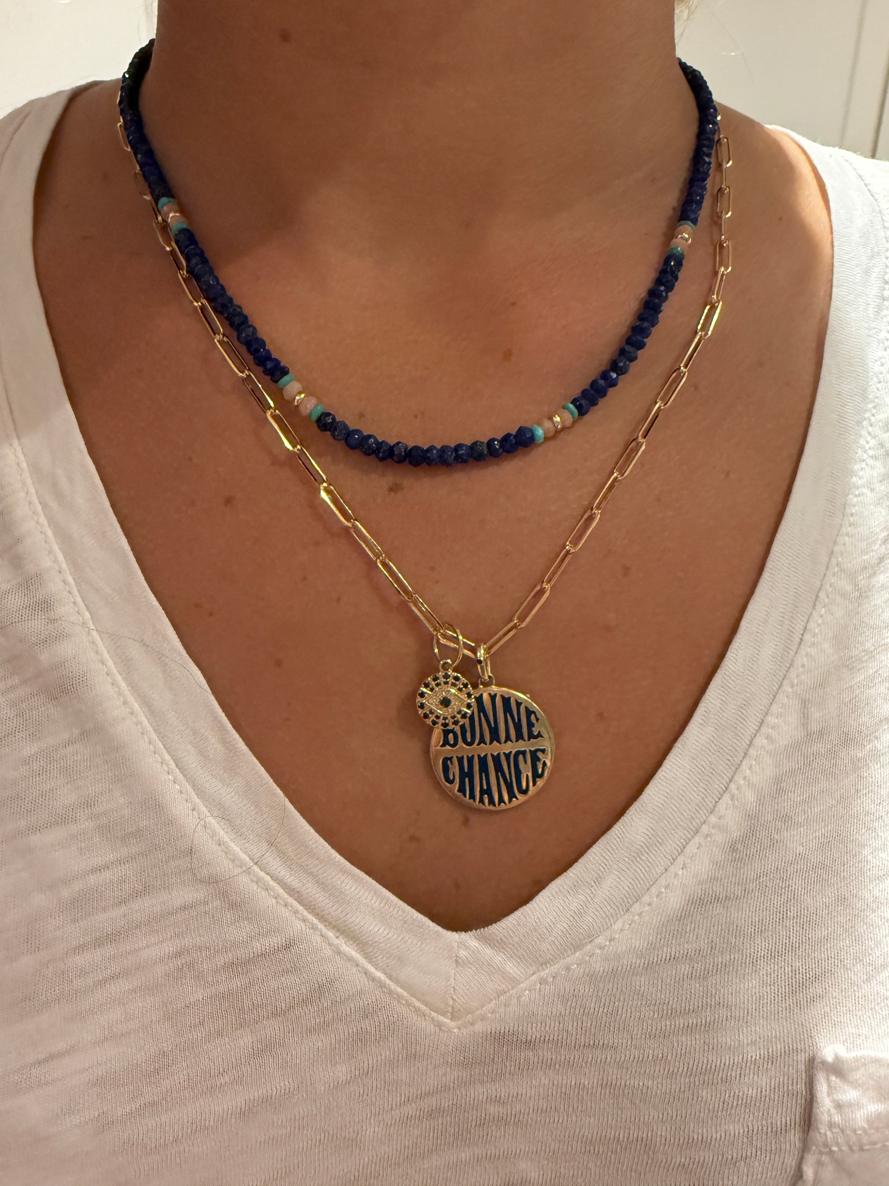 14K GOLD SEMI-PRECIOUS STONE BEADED NECKLACE