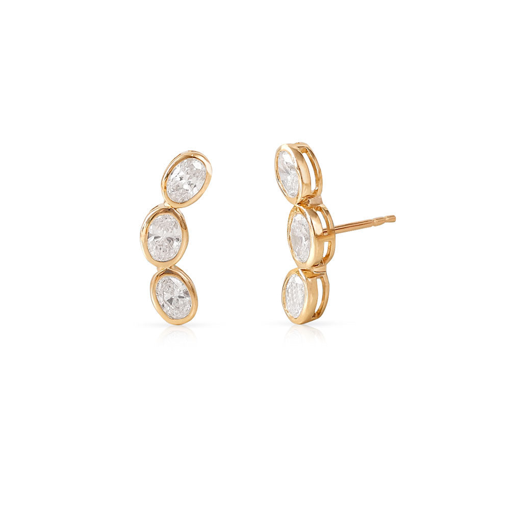LARGE OVAL BEZEL SET DIAMOND CLIMBERS