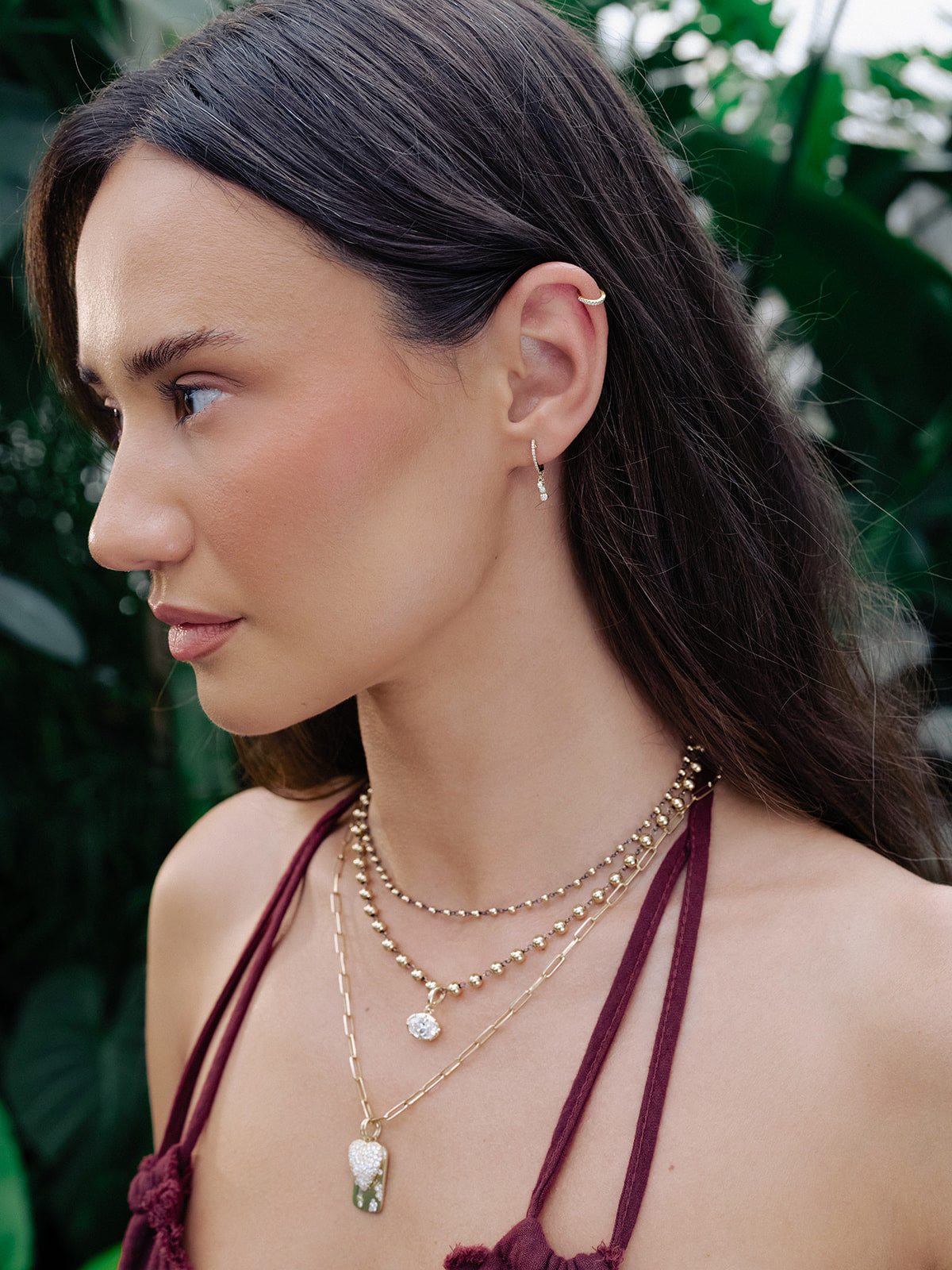 14K GOLD BALL CHAIN WITH RHODIUM