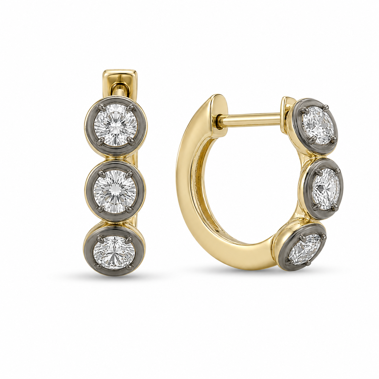 BRILLIANT CUT GEORGIAN SET RHODIUM DIAMOND HUGGIES