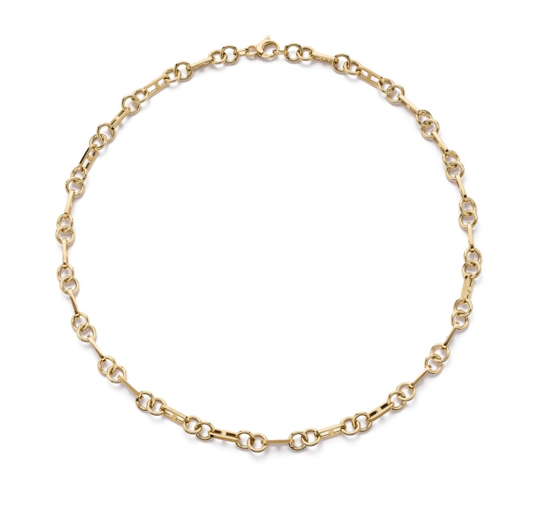 14K GOLD ALTERNATING  ROUND MARINER CHAIN