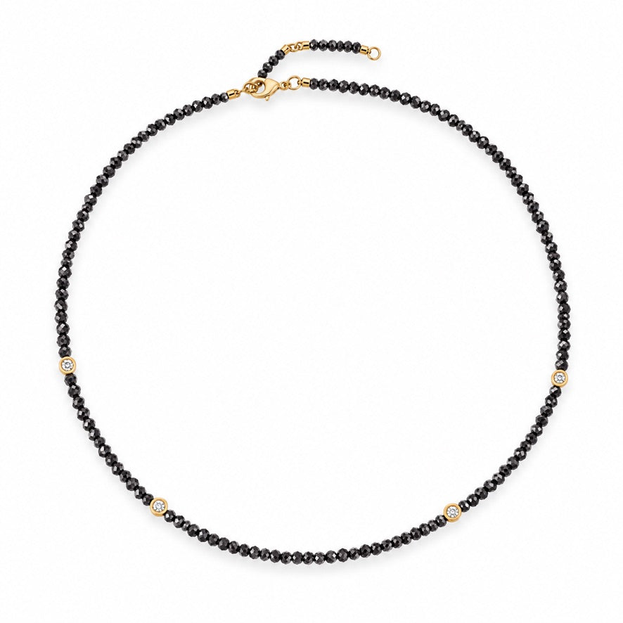BLACK DIAMOND WITH GOLD RONDELLE NECKLACE