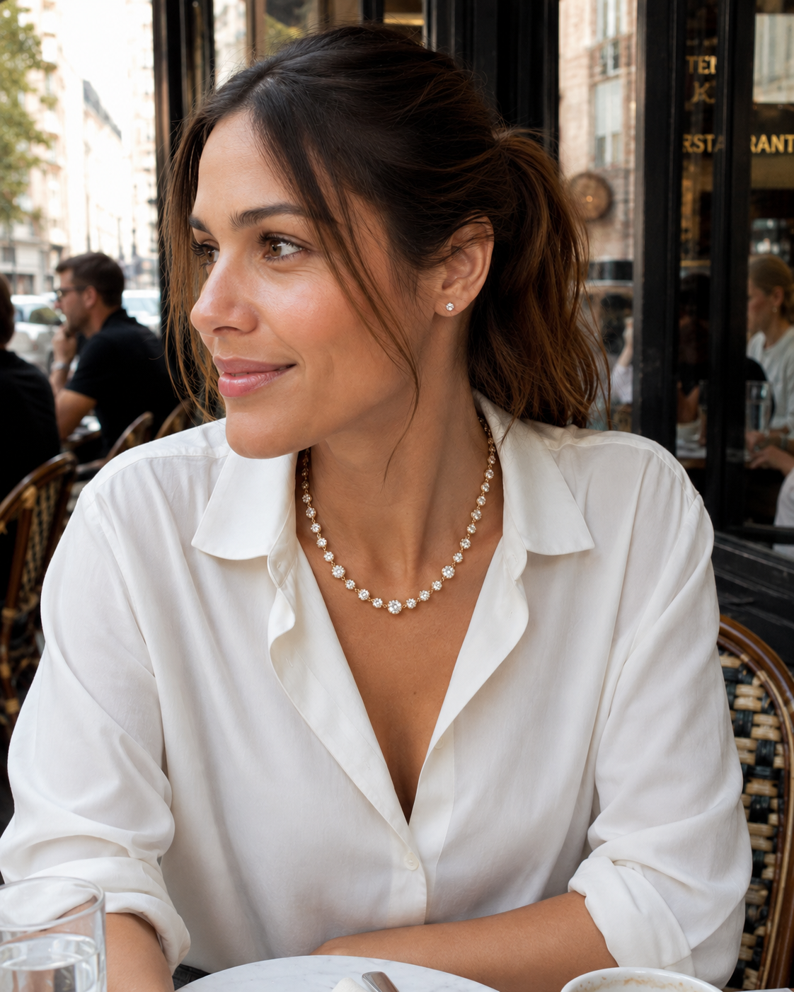 14K GOLD AND DIAMOND GEORGIAN SET TENNIS NECKLACE