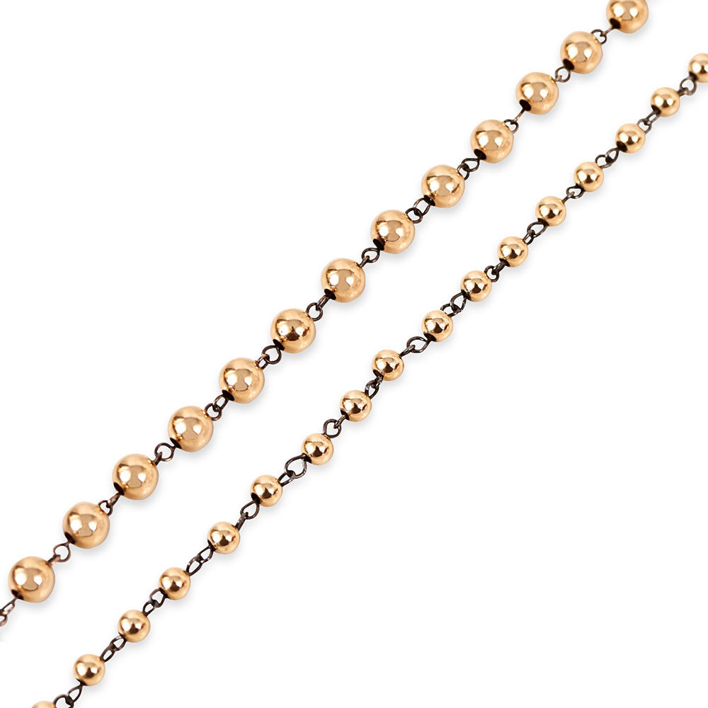 14K GOLD BALL CHAIN WITH RHODIUM