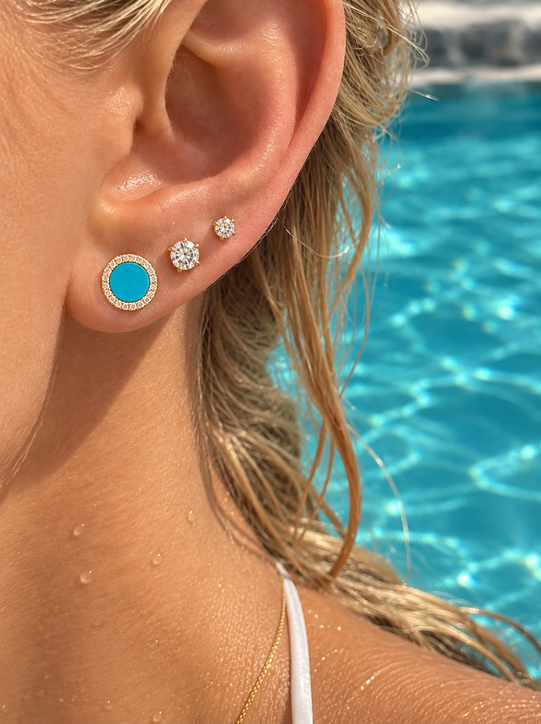EMILY SEMIPRECIOUS STONE AND DIAMOND STUD EARRINGS