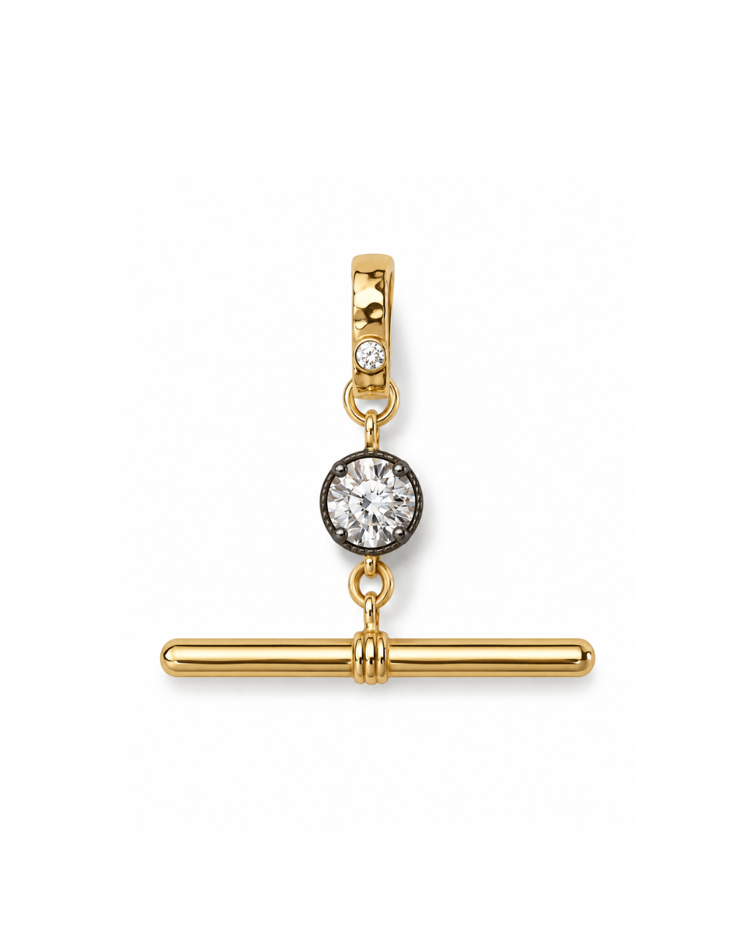 14K GOLD WITH RHODIUM LAB DIAMOND TOGGLE CHARM