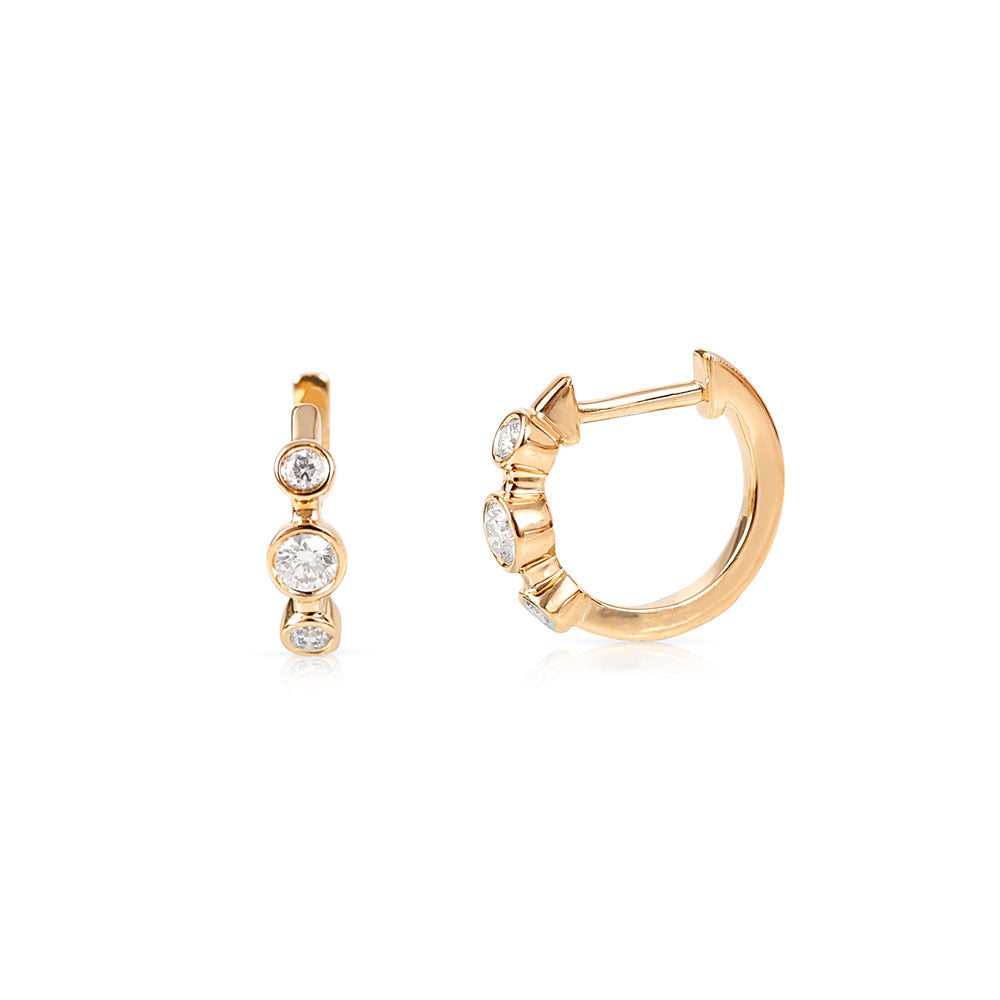 14K GOLD AND DIAMOND LUCY HOOP EARRINGS