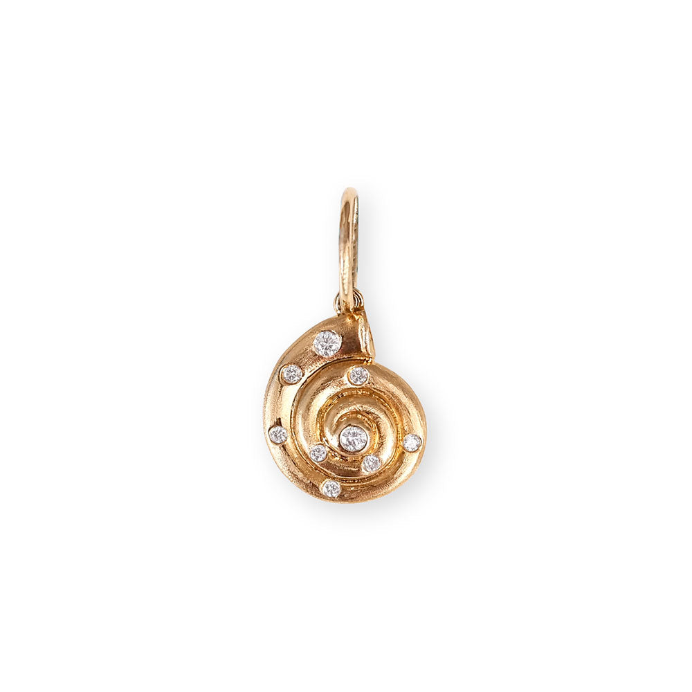 14K GOLD AND DIAMOND SMALL NAUTILUS SHELL CHARM