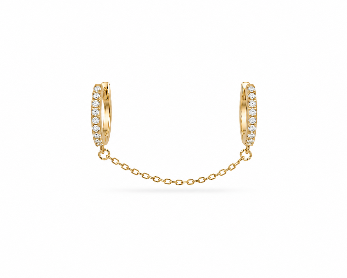 DOUBLE HUGGIE DIAMOND CHAIN EARRING