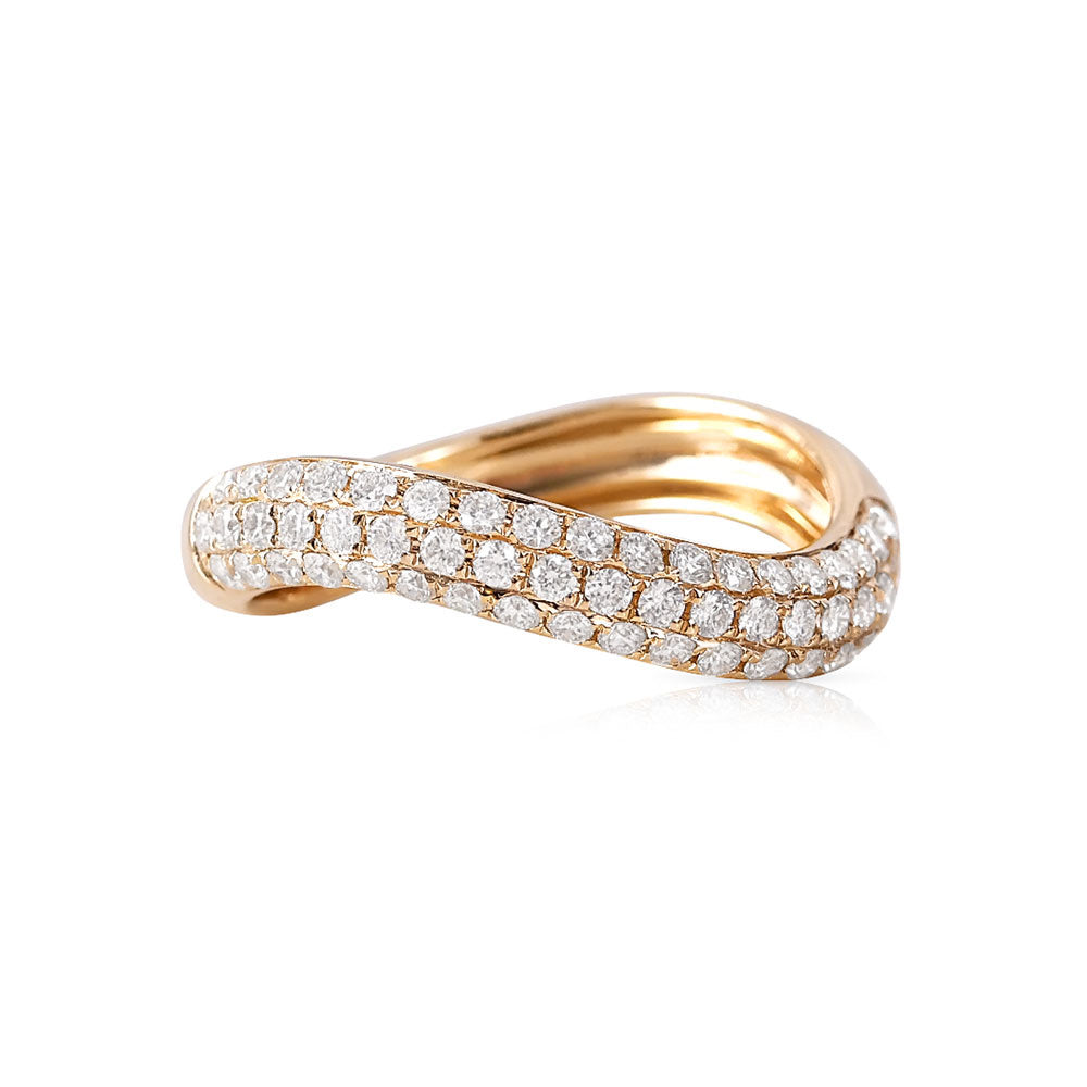 14K GOLD AND DIAMOND LARGE WAVE RING